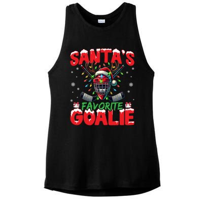 Santa’S Favorite Goalie Christmas Hockey Santa Hat Funny Gift Ladies PosiCharge Tri-Blend Wicking Tank