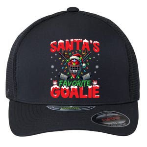 Santa’S Favorite Goalie Christmas Hockey Santa Hat Funny Gift Flexfit Unipanel Trucker Cap