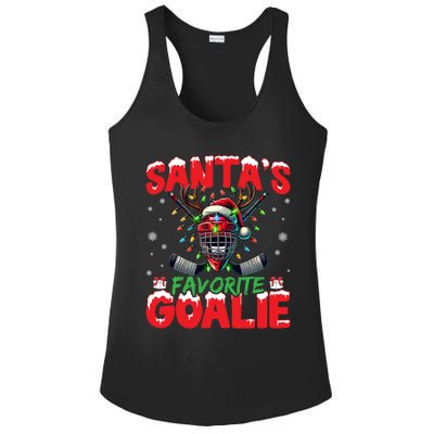 Santa’S Favorite Goalie Christmas Hockey Santa Hat Funny Gift Ladies PosiCharge Competitor Racerback Tank