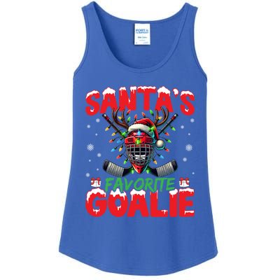 Santa’S Favorite Goalie Christmas Hockey Santa Hat Funny Gift Ladies Essential Tank