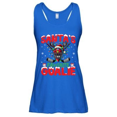 Santa’S Favorite Goalie Christmas Hockey Santa Hat Funny Gift Ladies Essential Flowy Tank