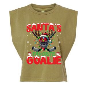 Santa’S Favorite Goalie Christmas Hockey Santa Hat Funny Gift Garment-Dyed Women's Muscle Tee