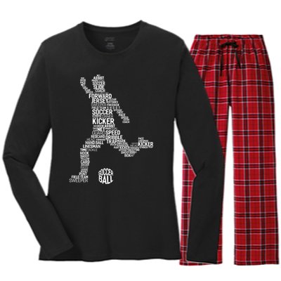 Soccer Fan Gift Soccer Player Gift Soccer Gift Women's Long Sleeve Flannel Pajama Set 