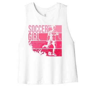 Soccer Funny Gift For Girls Funny Gift Soccer Teen Girl Player Gift Meaningful G Women's Racerback Cropped Tank