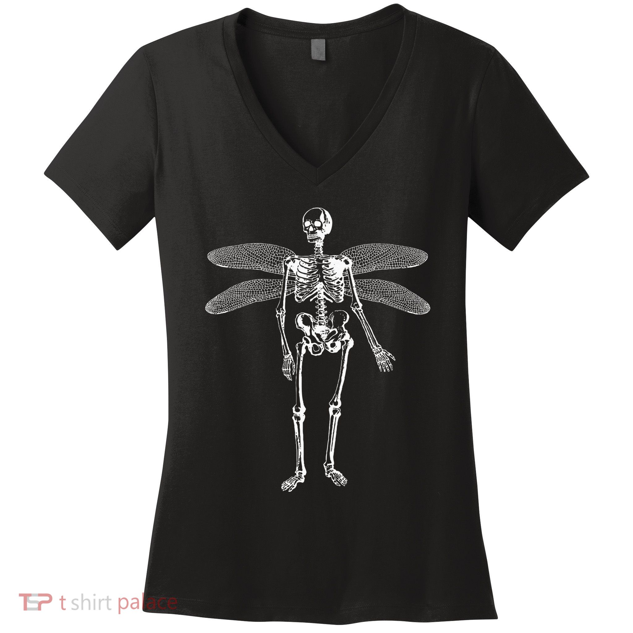 Skeleton Fairy Grunge Fairycore Aesthetic Gothic Cottagecore Women's V-Neck T-Shirt