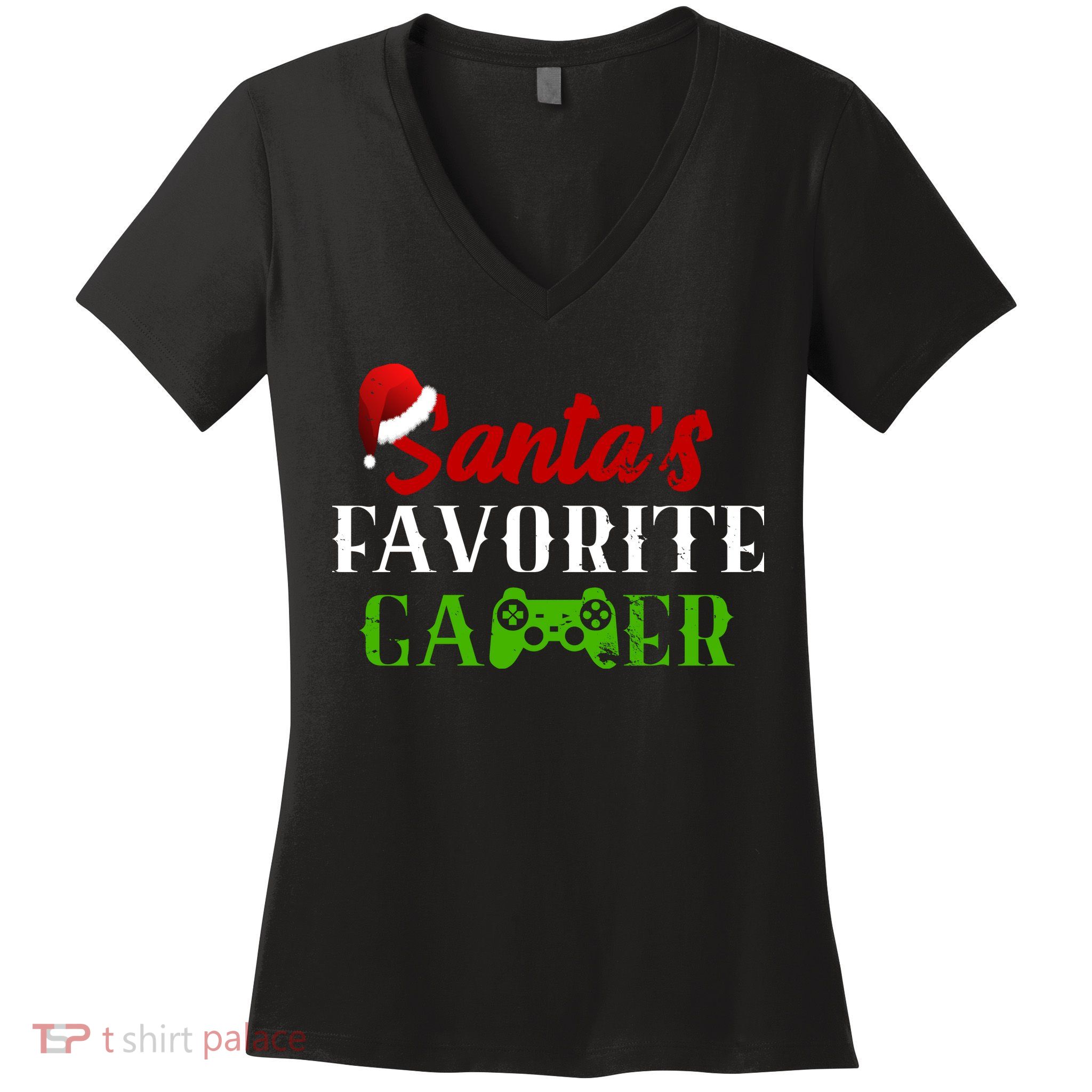 Santa's Favorite Gamer Women's V-Neck T-Shirt