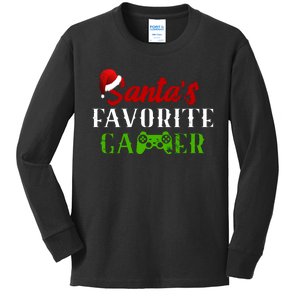 Santa's Favorite Gamer Kids Long Sleeve Shirt