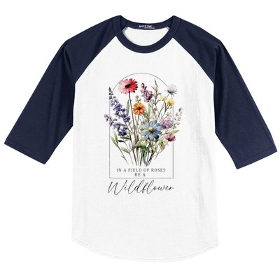 Summer Flowers Gardening Blooming Floral Wildflower Baseball Sleeve Shirt