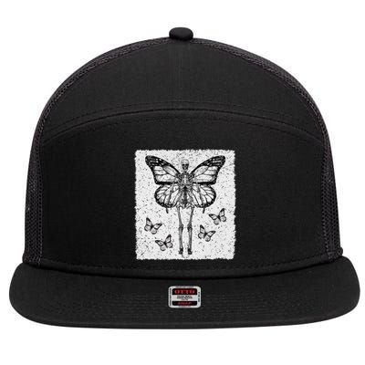 Skeleton Fairy Grunge Fairycore Aesthetic Goth Gothic 7 Panel Mesh Trucker Snapback Hat