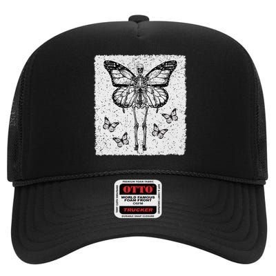 Skeleton Fairy Grunge Fairycore Aesthetic Goth Gothic High Crown Mesh Back Trucker Hat