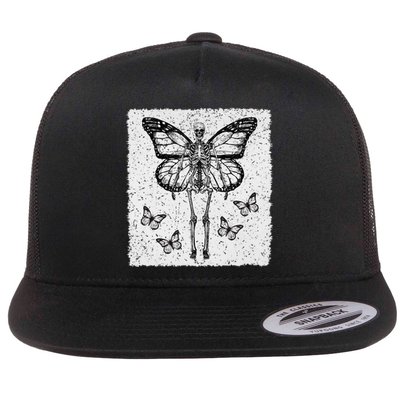 Skeleton Fairy Grunge Fairycore Aesthetic Goth Gothic Flat Bill Trucker Hat