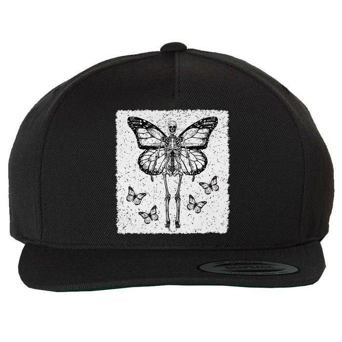 Skeleton Fairy Grunge Fairycore Aesthetic Goth Gothic Wool Snapback Cap