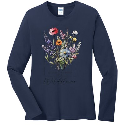 Summer Flowers Graphic Gardening Blooming Floral Wildflower Ladies Long Sleeve Shirt