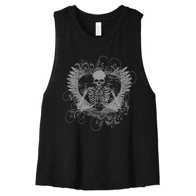 Skeleton Fairy Grunge Aesthetic Butterfly Gothic Women's Racerback Cropped Tank