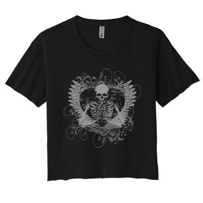 Skeleton Fairy Grunge Aesthetic Butterfly Gothic Women's Crop Top Tee