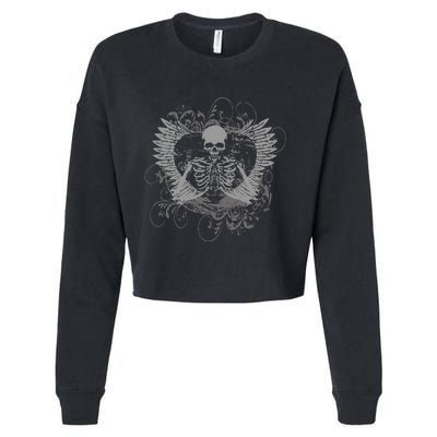 Skeleton Fairy Grunge Aesthetic Butterfly Gothic Cropped Pullover Crew