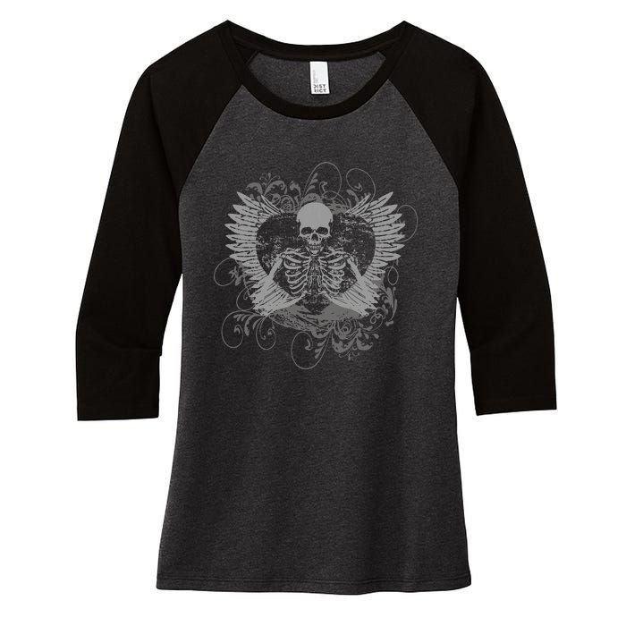 Skeleton Fairy Grunge Aesthetic Butterfly Gothic Women's Tri-Blend 3/4-Sleeve Raglan Shirt