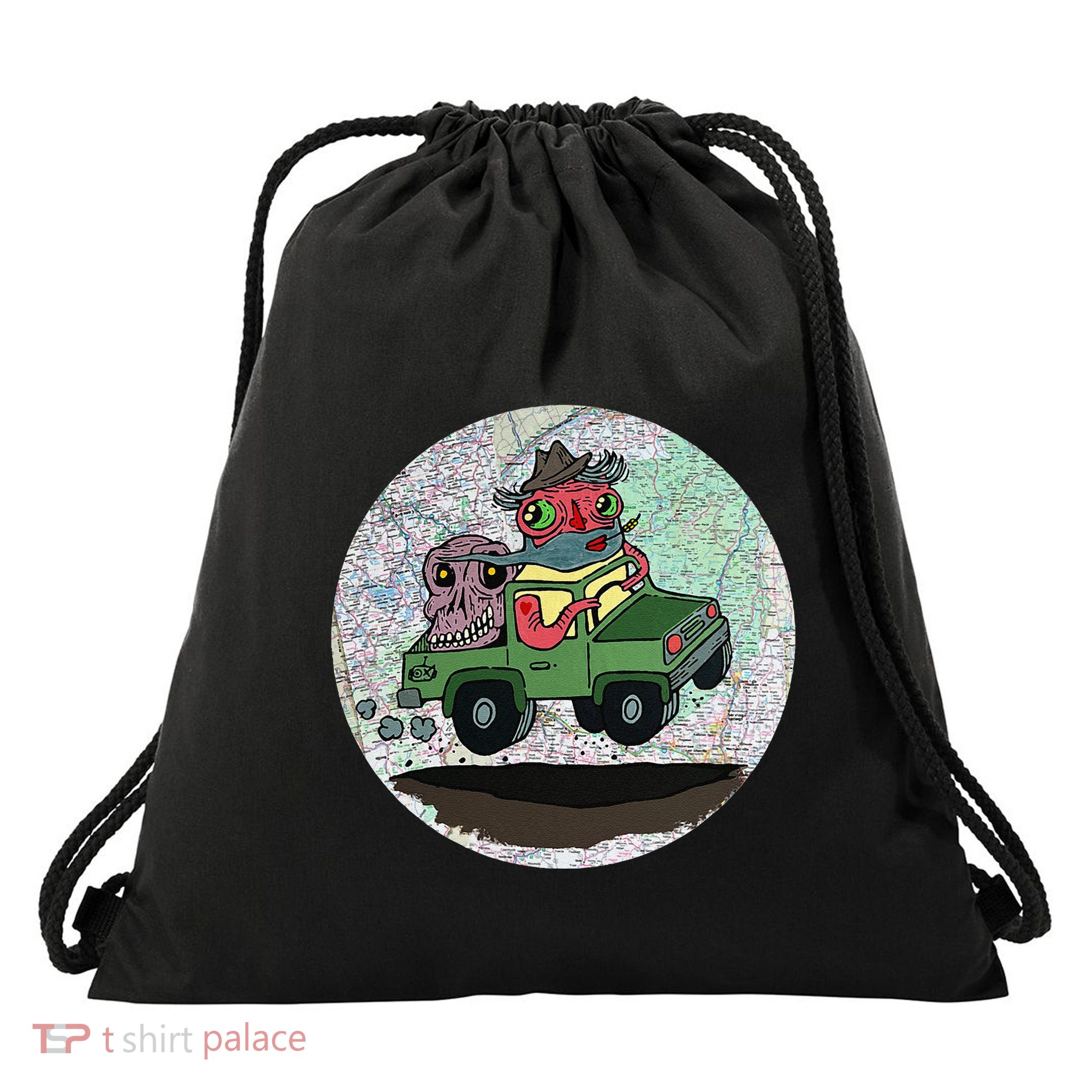 Skull Farmer Giant Skull Delivery By Artbybillytherobot .Png Drawstring Bag