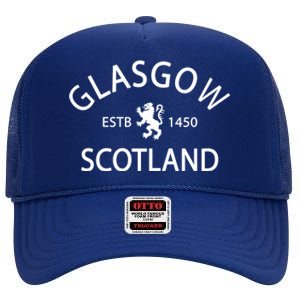 Scotland Flag Gift Scottish Ancestry Gift Funny Glasgow Scotland Cool Gift High Crown Mesh Back Trucker Hat