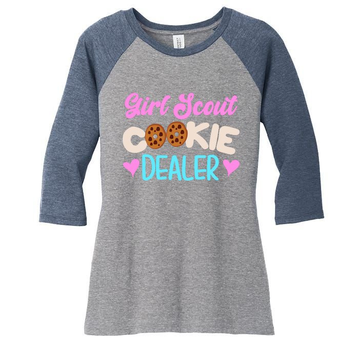 Scout for Girl Cookie Dealer Funny Scouting Family Pullover Hoodie Women's Tri-Blend 3/4-Sleeve Raglan Shirt