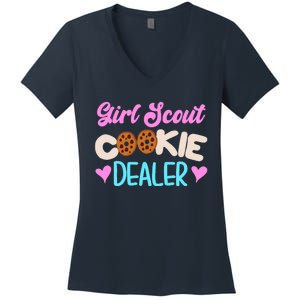 Scout for Girl Cookie Dealer Funny Scouting Family Pullover Hoodie Women's V-Neck T-Shirt