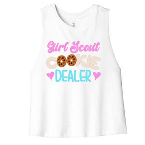 Scout for Girl Cookie Dealer Funny Scouting Family Pullover Hoodie Women's Racerback Cropped Tank