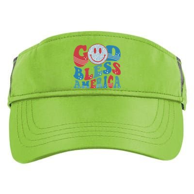 Smile Face God Bless America Usa 4th Of July Faith Christian Gift Adult Drive Performance Visor