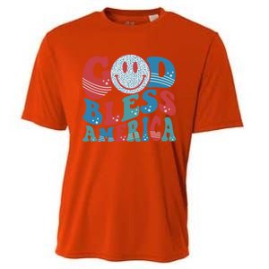 Smile Face God Bless America Usa 4th Of July Faith Christian Gift Cooling Performance Crew T-Shirt