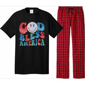 Smile Face God Bless America Usa 4th Of July Faith Christian Gift Pajama Set