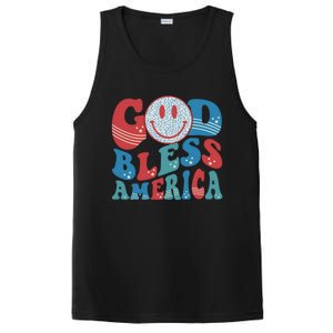 Smile Face God Bless America Usa 4th Of July Faith Christian Gift PosiCharge Competitor Tank