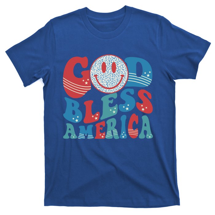 Smile Face God Bless America Usa 4th Of July Faith Christian Gift T-Shirt