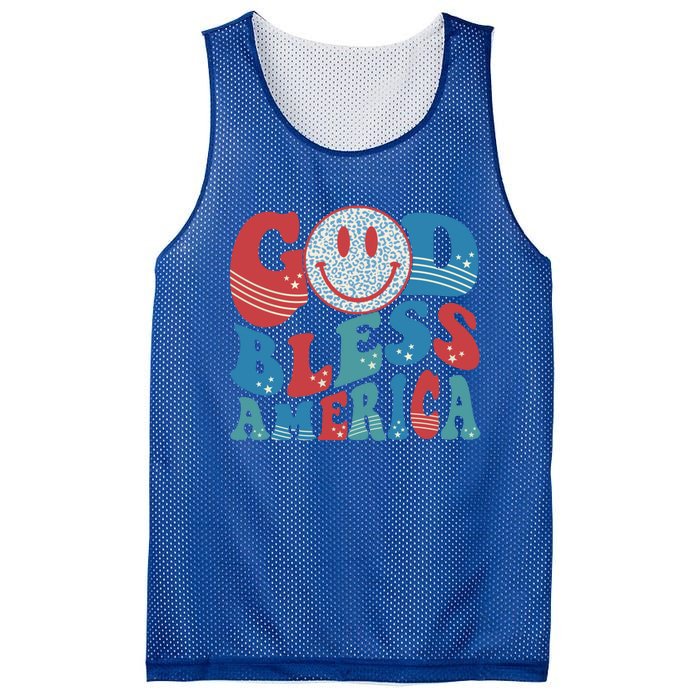 Smile Face God Bless America Usa 4th Of July Faith Christian Gift Mesh Reversible Basketball Jersey Tank