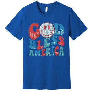 Smile Face God Bless America Usa 4th Of July Faith Christian Gift Premium T-Shirt