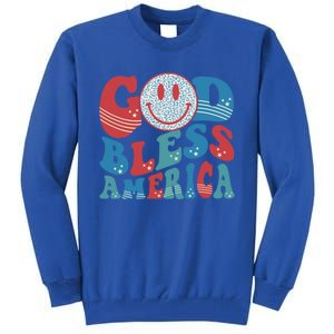 Smile Face God Bless America Usa 4th Of July Faith Christian Gift Tall Sweatshirt