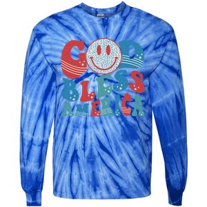 Smile Face God Bless America Usa 4th Of July Faith Christian Gift Tie-Dye Long Sleeve Shirt