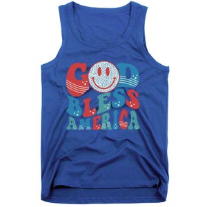 Smile Face God Bless America Usa 4th Of July Faith Christian Gift Tank Top