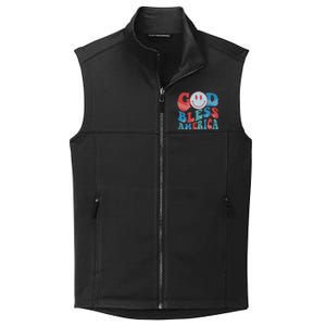 Smile Face God Bless America Usa 4th Of July Faith Christian Gift Collective Smooth Fleece Vest