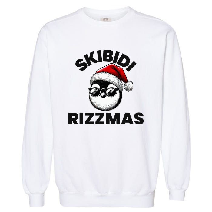 S.K.I.B.I.D.I Funny Gen Alpha Slang Christmas Penguin Garment-Dyed Sweatshirt