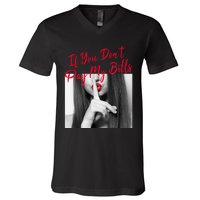 Slogan Figure Graphic If You Dont Pay My Women Shhh V-Neck T-Shirt