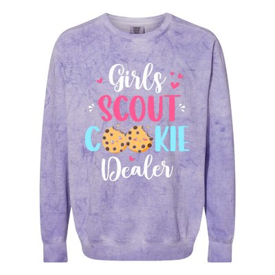 Scout For Girl Cookie Dealer Women Funny Colorblast Crewneck Sweatshirt