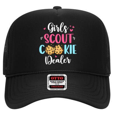 Scout For Girl Cookie Dealer Women Funny High Crown Mesh Back Trucker Hat