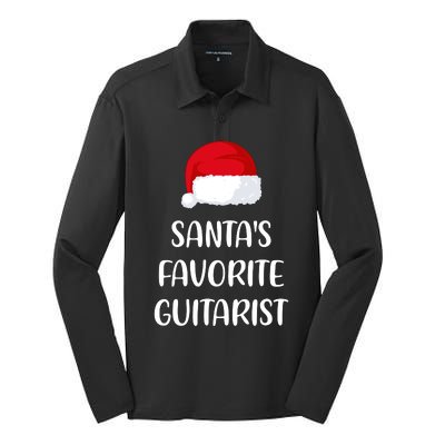 Santas Favorite Guitarist Christmas Funny Guitar Gift Silk Touch Performance Long Sleeve Polo