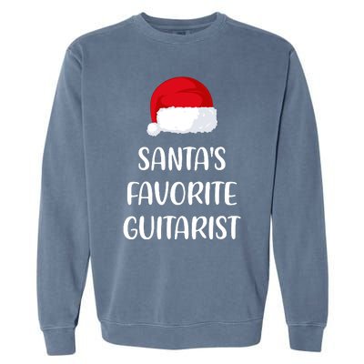 Santas Favorite Guitarist Christmas Funny Guitar Gift Garment-Dyed Sweatshirt