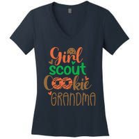 Scout For Girl Cookie Grandma Scouting Family Matching Funny Women's V-Neck T-Shirt