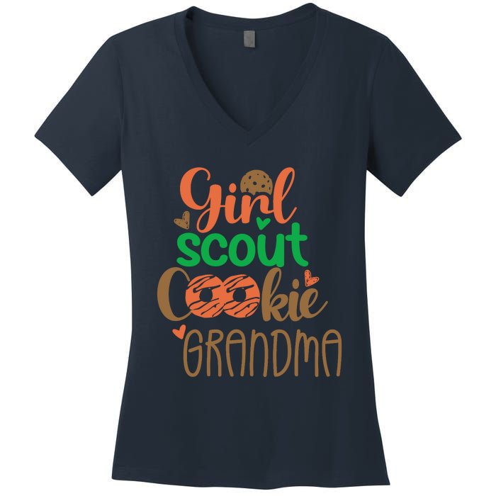 Scout For Girl Cookie Grandma Scouting Family Matching Funny Women's V-Neck T-Shirt