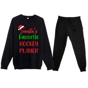 Santas Favorite Hockey Player Funny Hockey Christmas Gift Premium Crewneck Sweatsuit Set