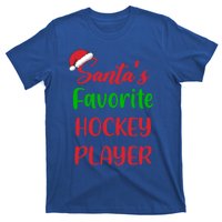 Santas Favorite Hockey Player Funny Hockey Christmas Gift T-Shirt