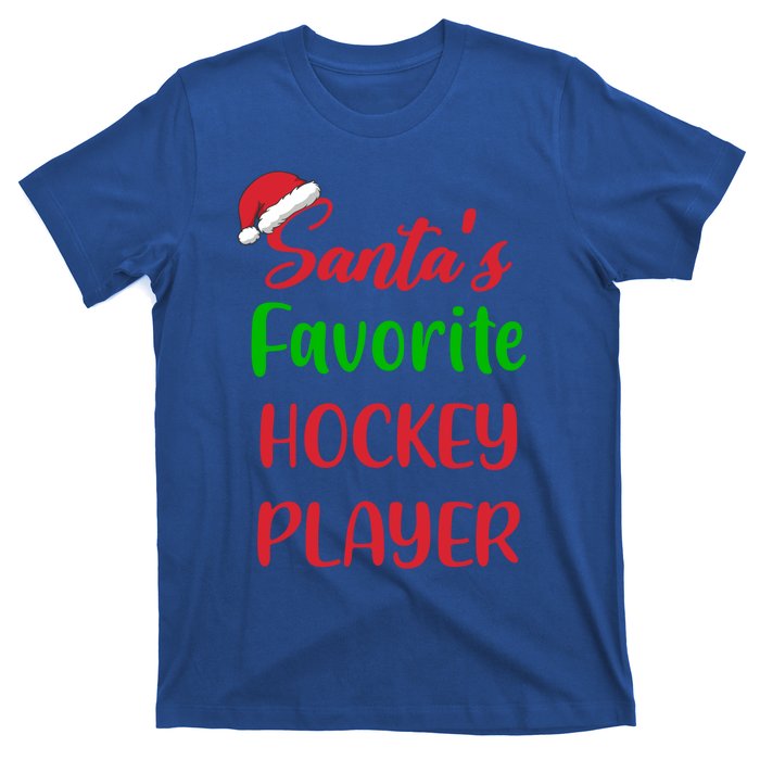 Santas Favorite Hockey Player Funny Hockey Christmas Gift T-Shirt