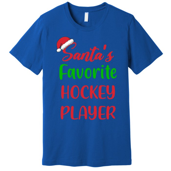 Santas Favorite Hockey Player Funny Hockey Christmas Gift Premium T-Shirt