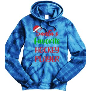 Santas Favorite Hockey Player Funny Hockey Christmas Gift Tie Dye Hoodie